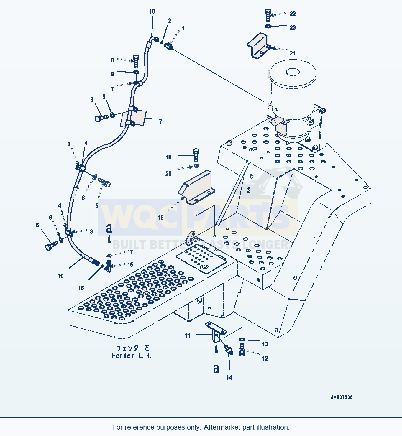 Komatsu WA470-6A Auto-Greasing System, Fender, L.H. (#90047-) parts diagram