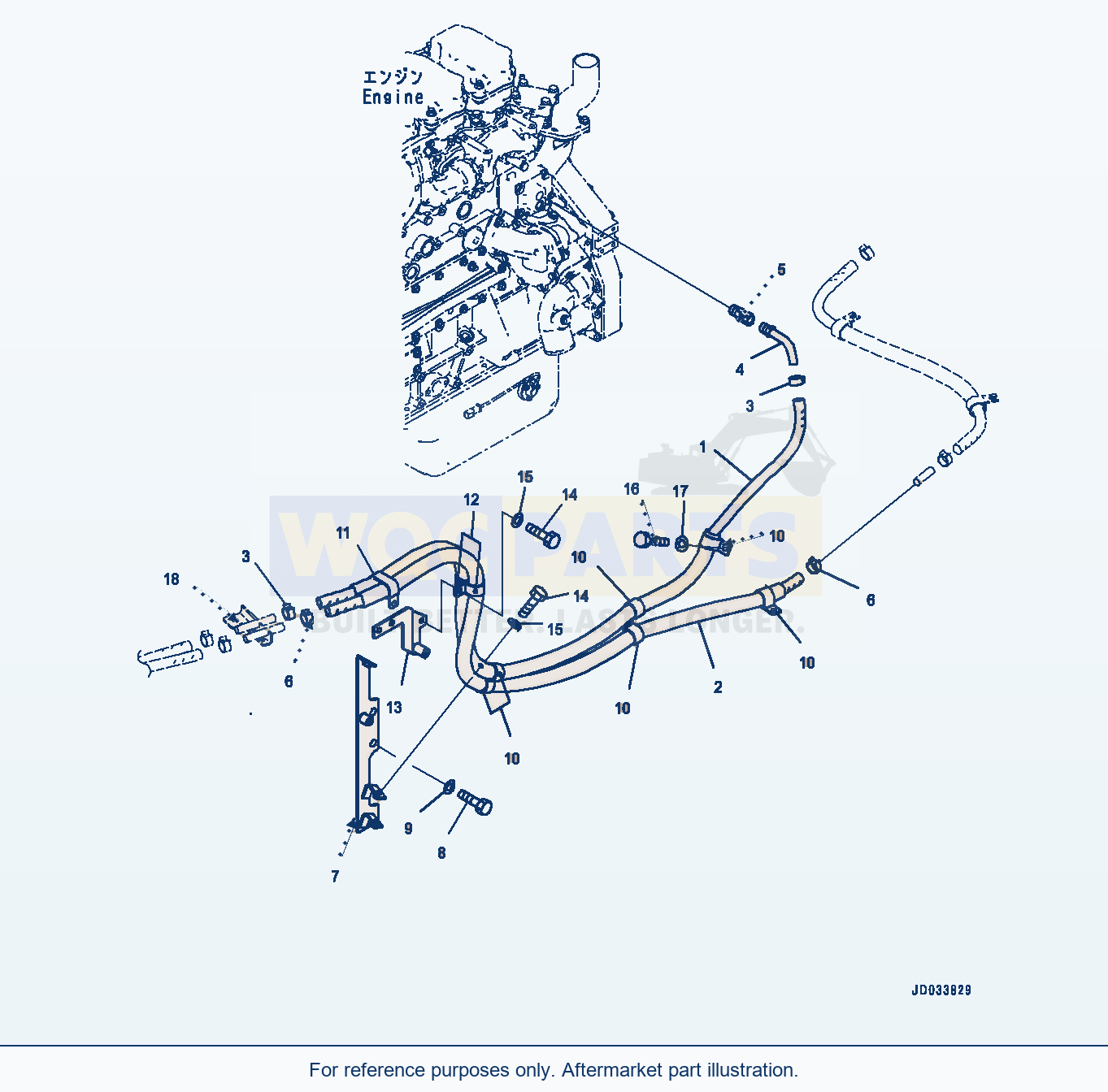 Komatsu WA470-6A Heater Piping, Front (#90216-) parts diagram