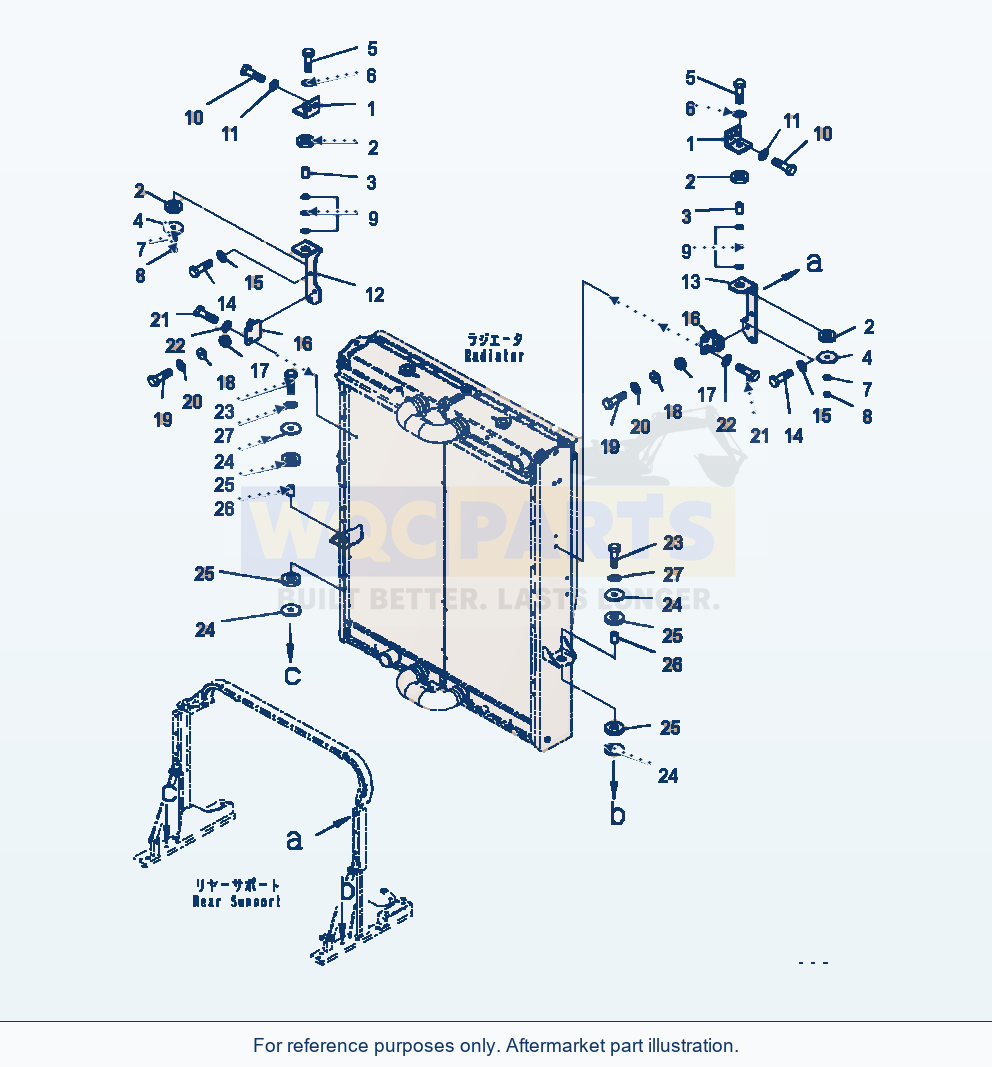 Komatsu WA470-7 Radiator Mounting parts diagram