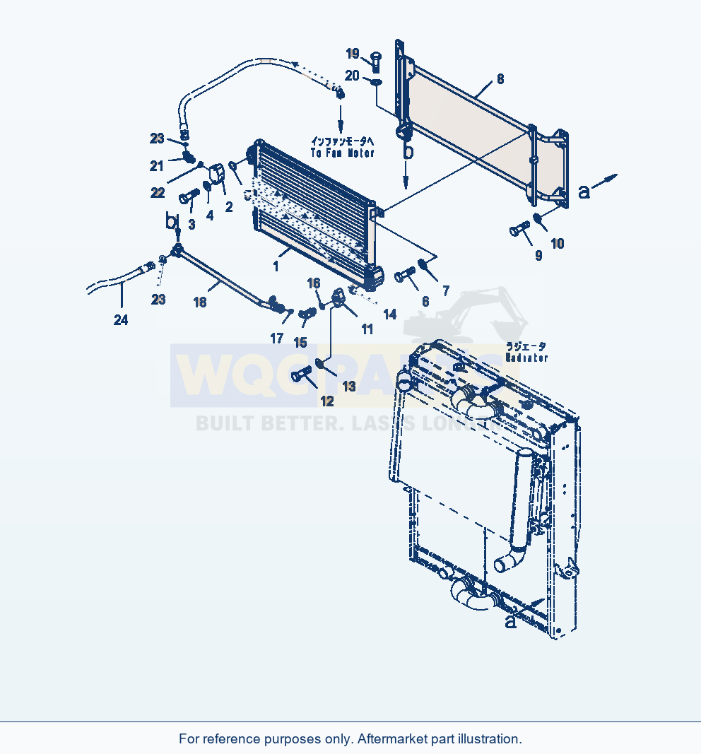 Komatsu WA470-7 Radiator Oil Cooler Mounting parts diagram