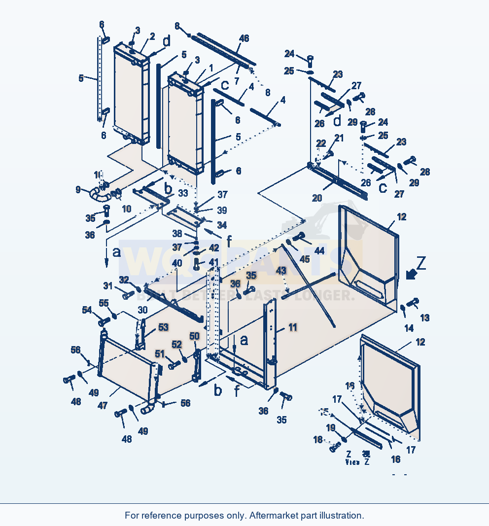 Komatsu WA470-7 Radiator Radiator Core And Oil Cooler parts diagram