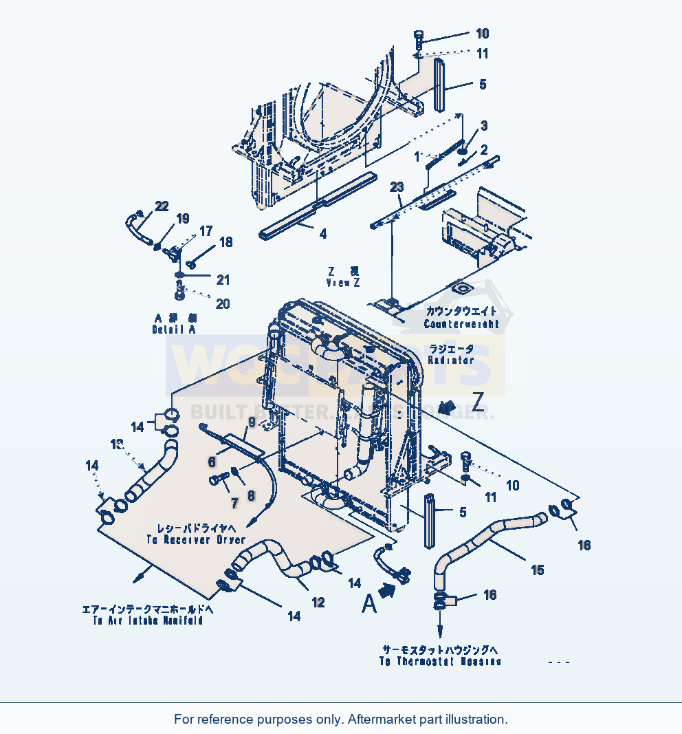 Komatsu WA470-7 Radiator Related parts diagram
