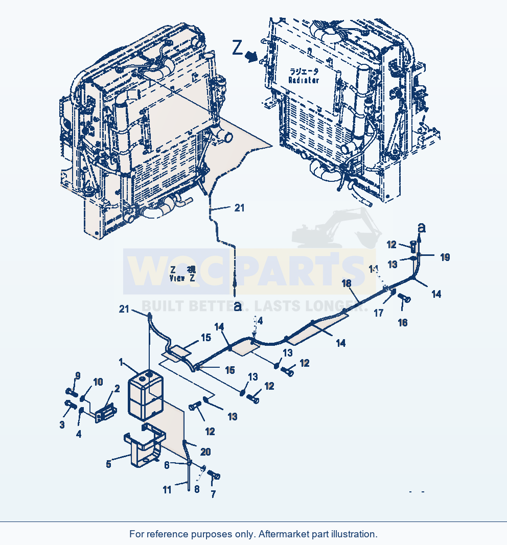 Komatsu WA470-7 Radiator Sub-Tank parts diagram
