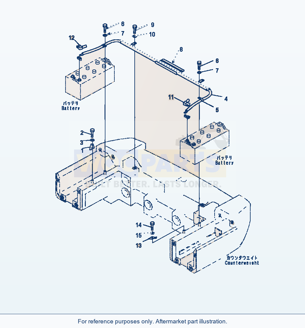 Komatsu WA470-7 Battery Box Battery Cable parts diagram