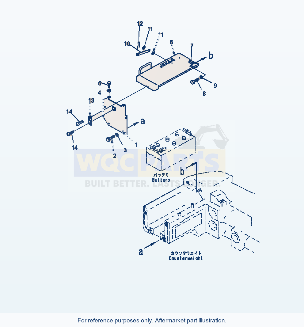 Komatsu WA470-7 Battery Box Cover, R.H. parts diagram