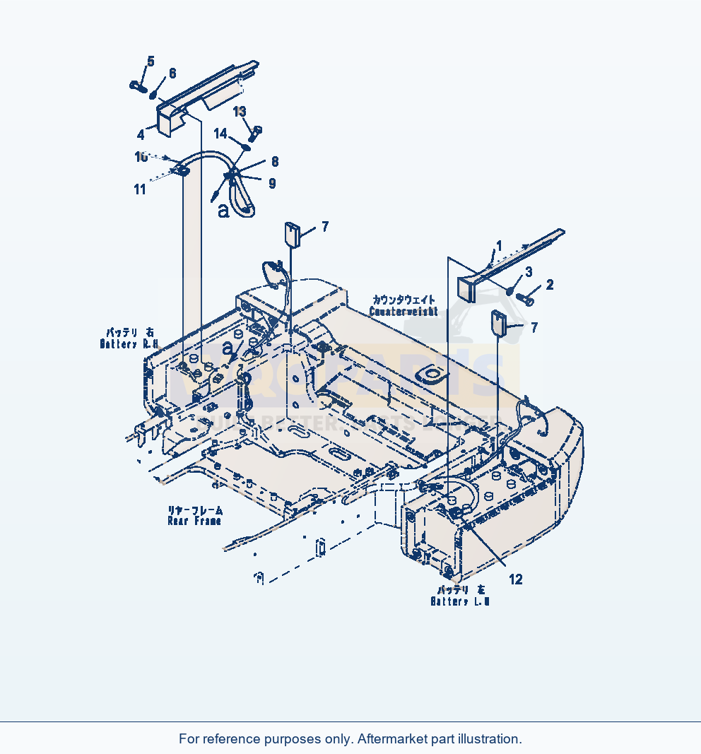 Komatsu WA470-7 Battery Box Cover parts diagram