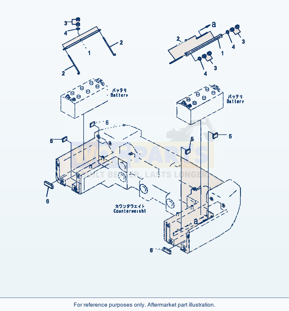 Komatsu WA470-7 Battery Box Holder parts diagram