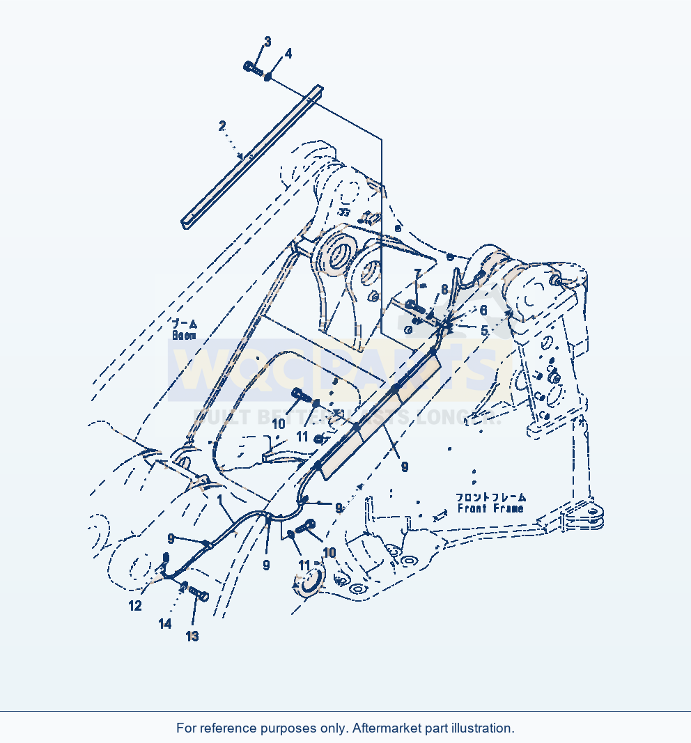 Komatsu WA470-7 Front Wiring Harness Wiring Harness, Boom parts diagram