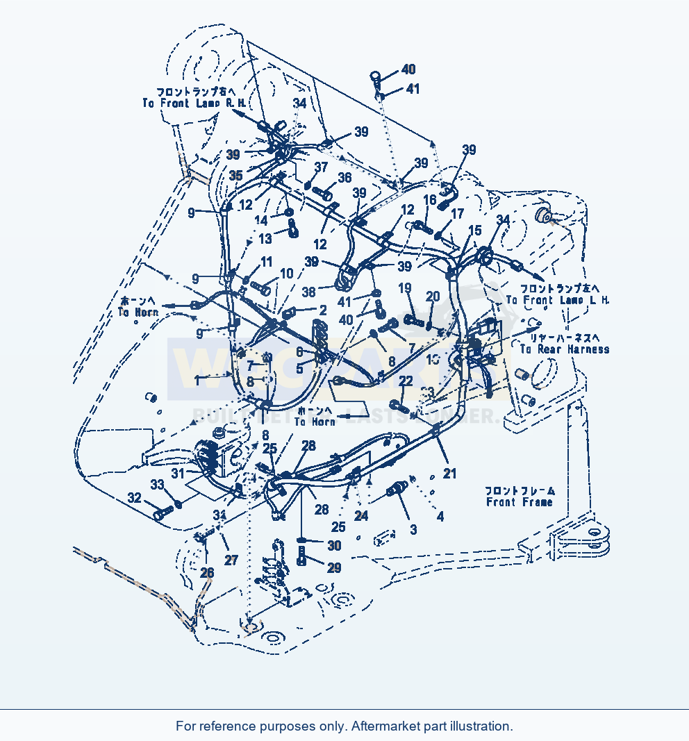 Komatsu WA470-7 Front Wiring Harness Wiring Harness parts diagram