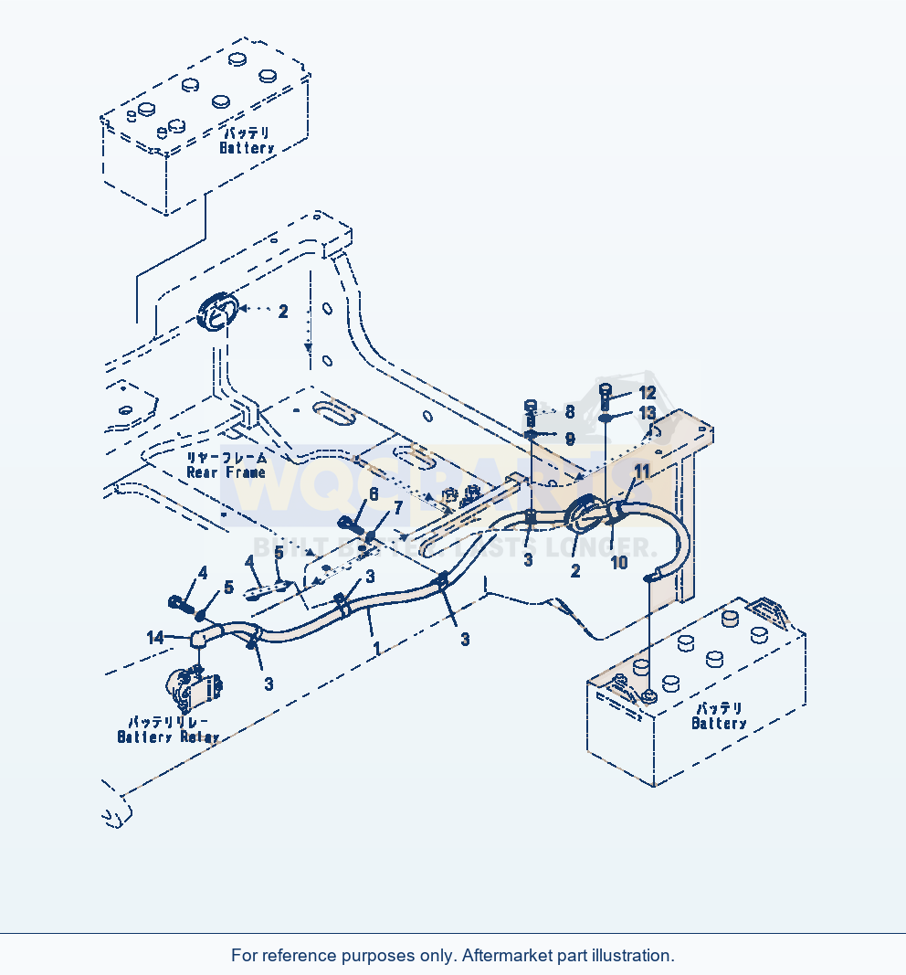 Komatsu WA470-7 Rear Wiring Harness Battery Cable parts diagram