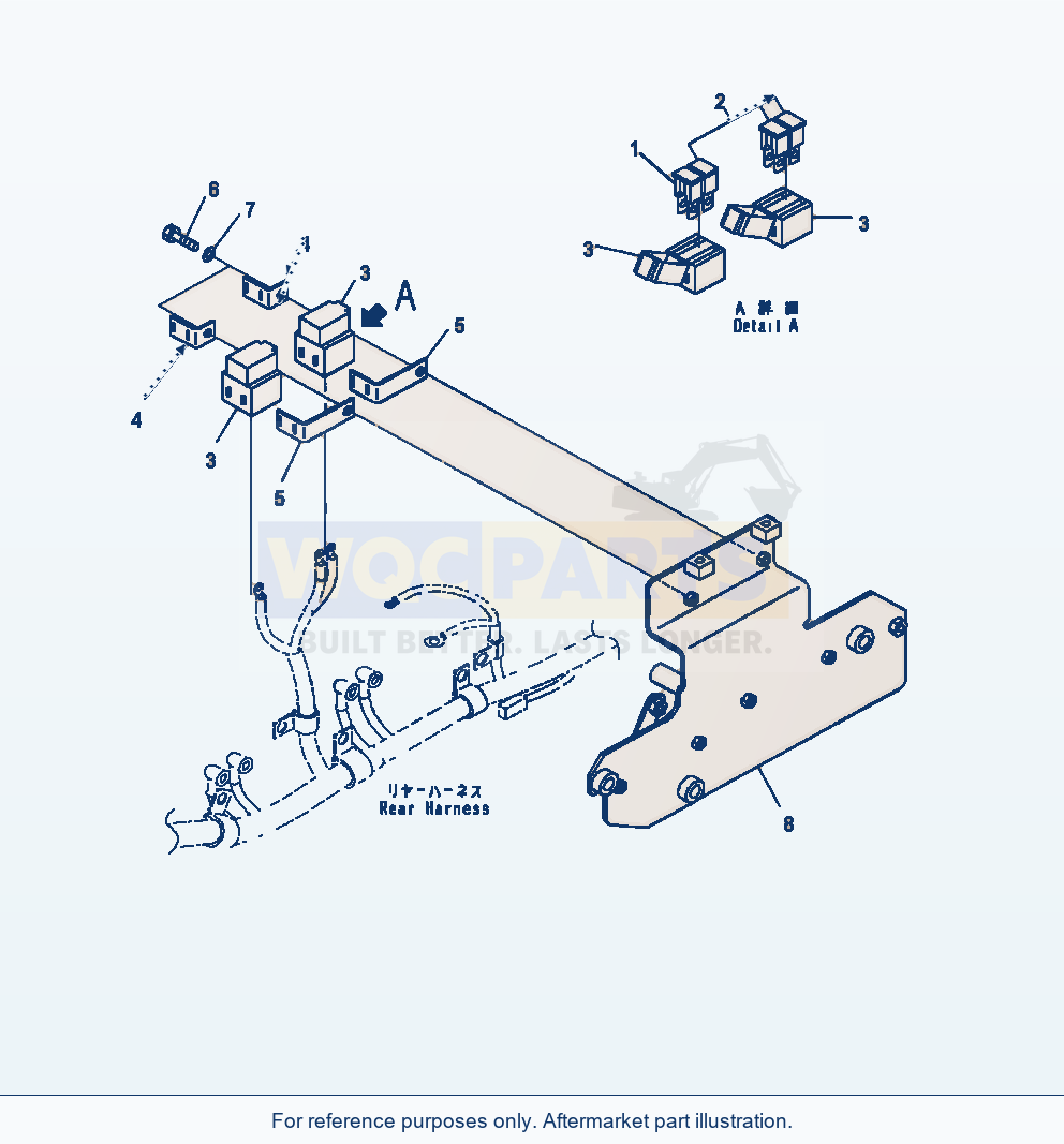 Komatsu WA470-7 Rear Wiring Harness Fuse parts diagram