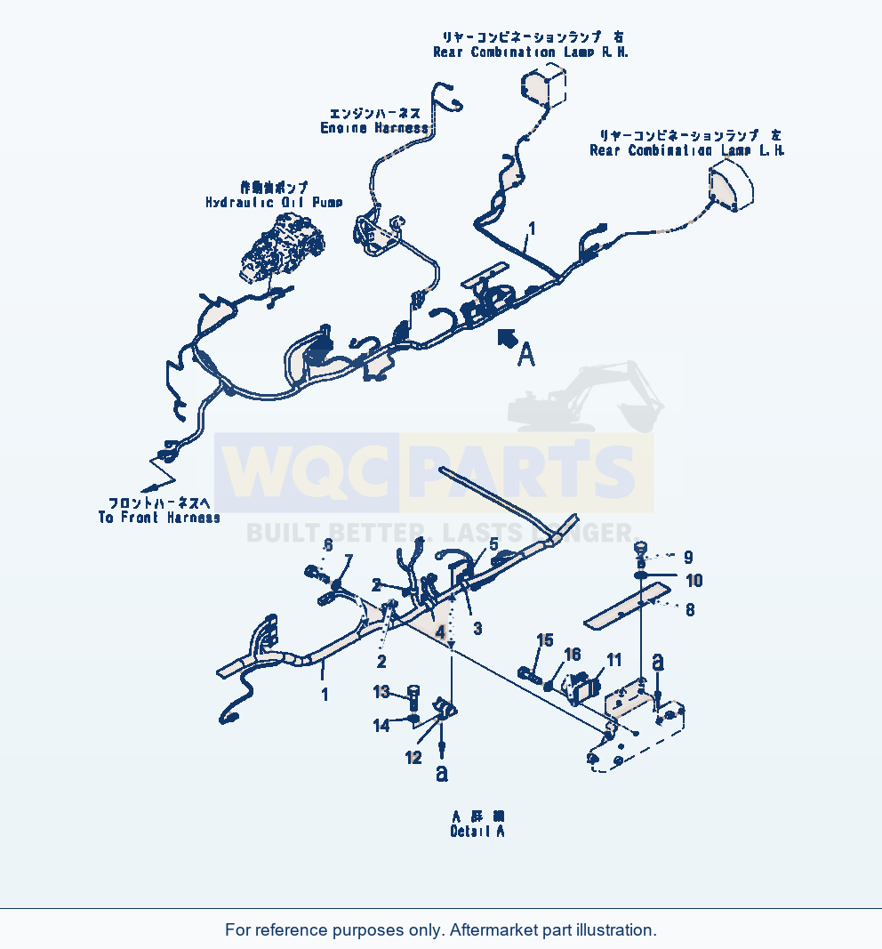 Komatsu WA470-7 Rear Wiring Harness Wiring Harness parts diagram