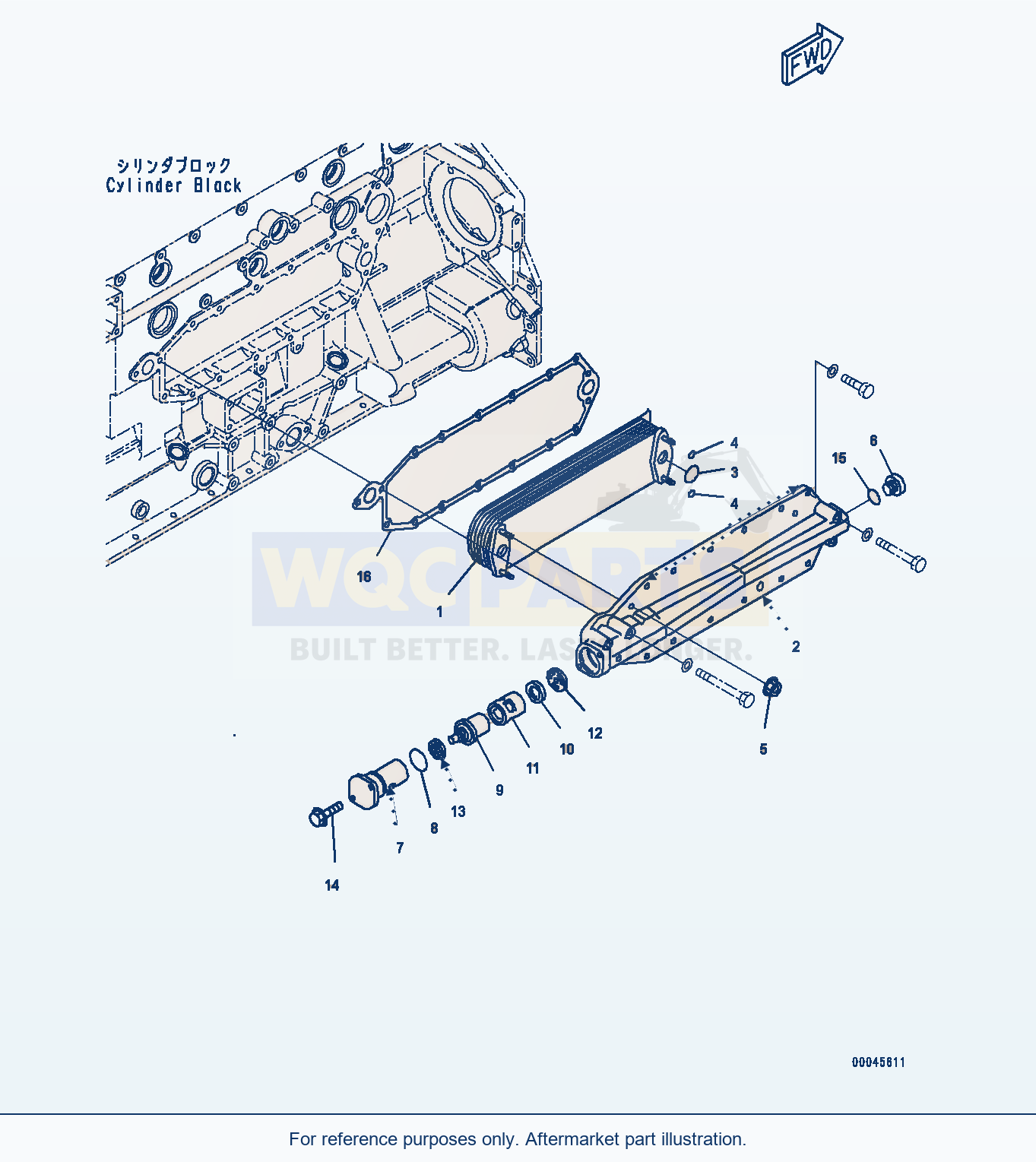 Komatsu WA470-7 Engine Oil Cooler (#760611-) parts diagram