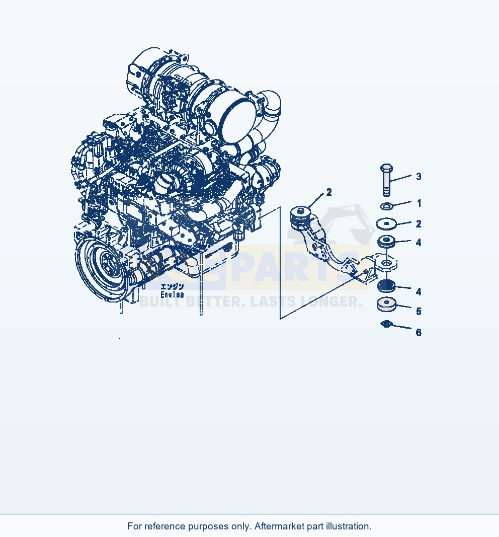 Komatsu WA470-7 Engine Mounting parts diagram