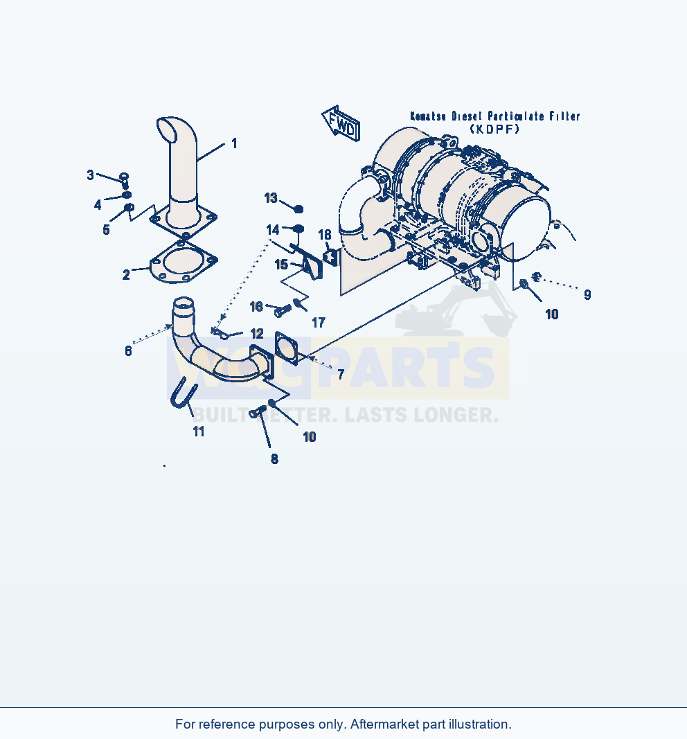 Komatsu WA470-7 Exhaust Pipe parts diagram
