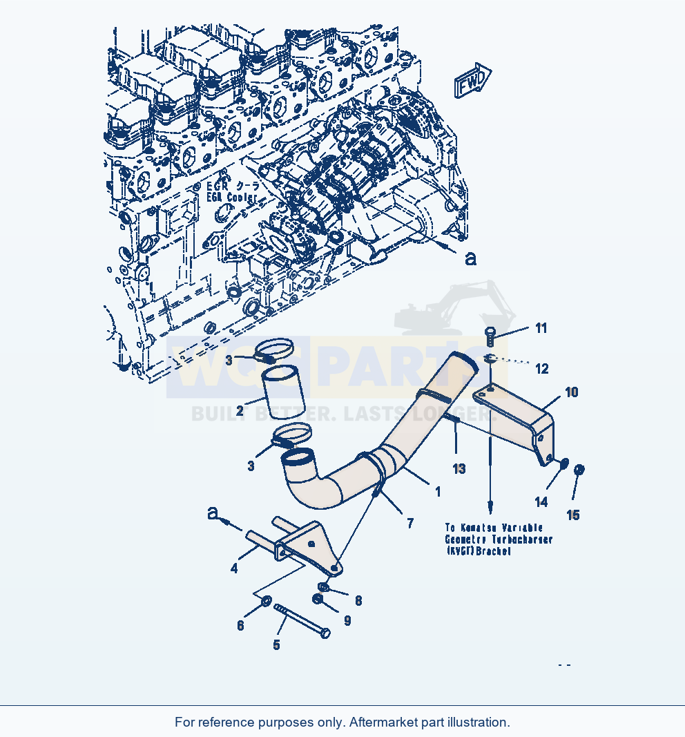 Komatsu WA470-7 Air Intake Manifold Air Piping parts diagram
