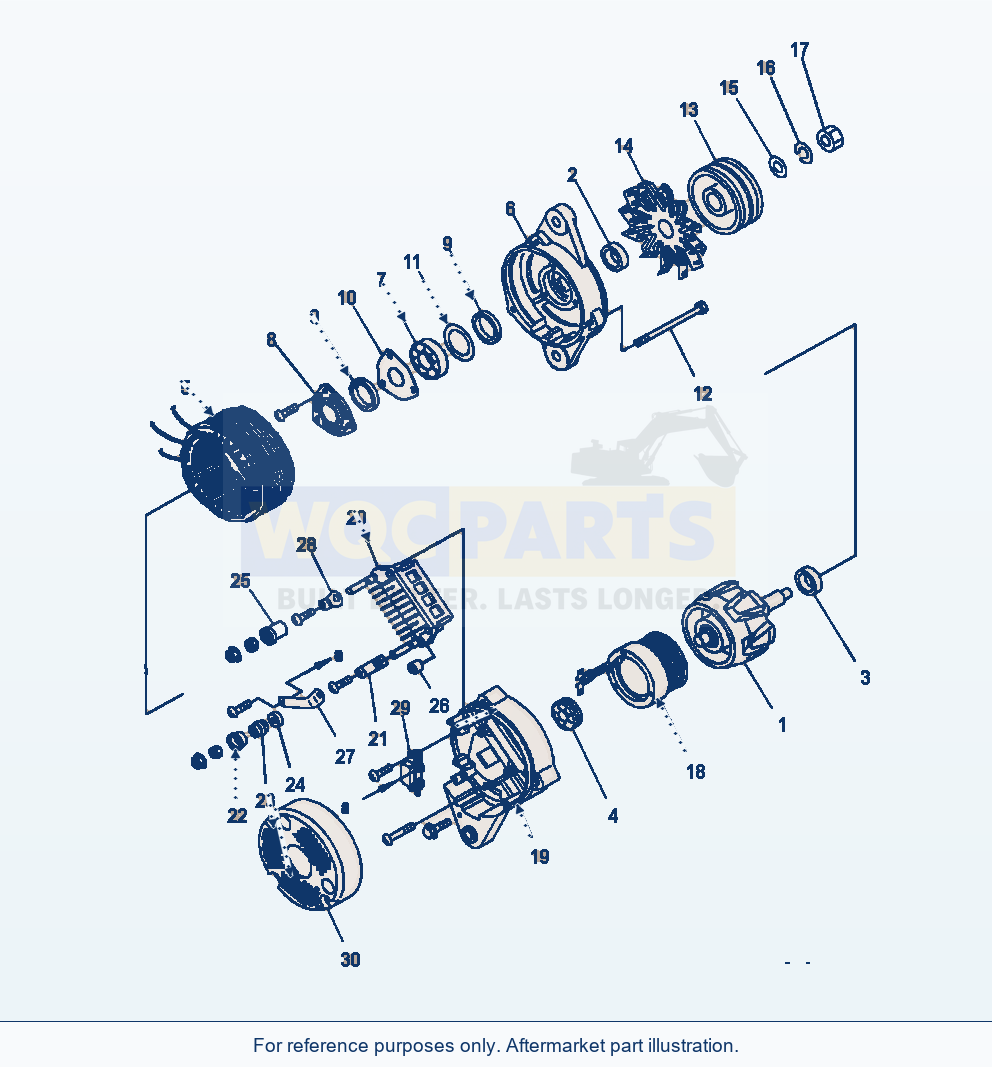 Komatsu WA470-7 Alternator 50 Amp, Inner parts diagram