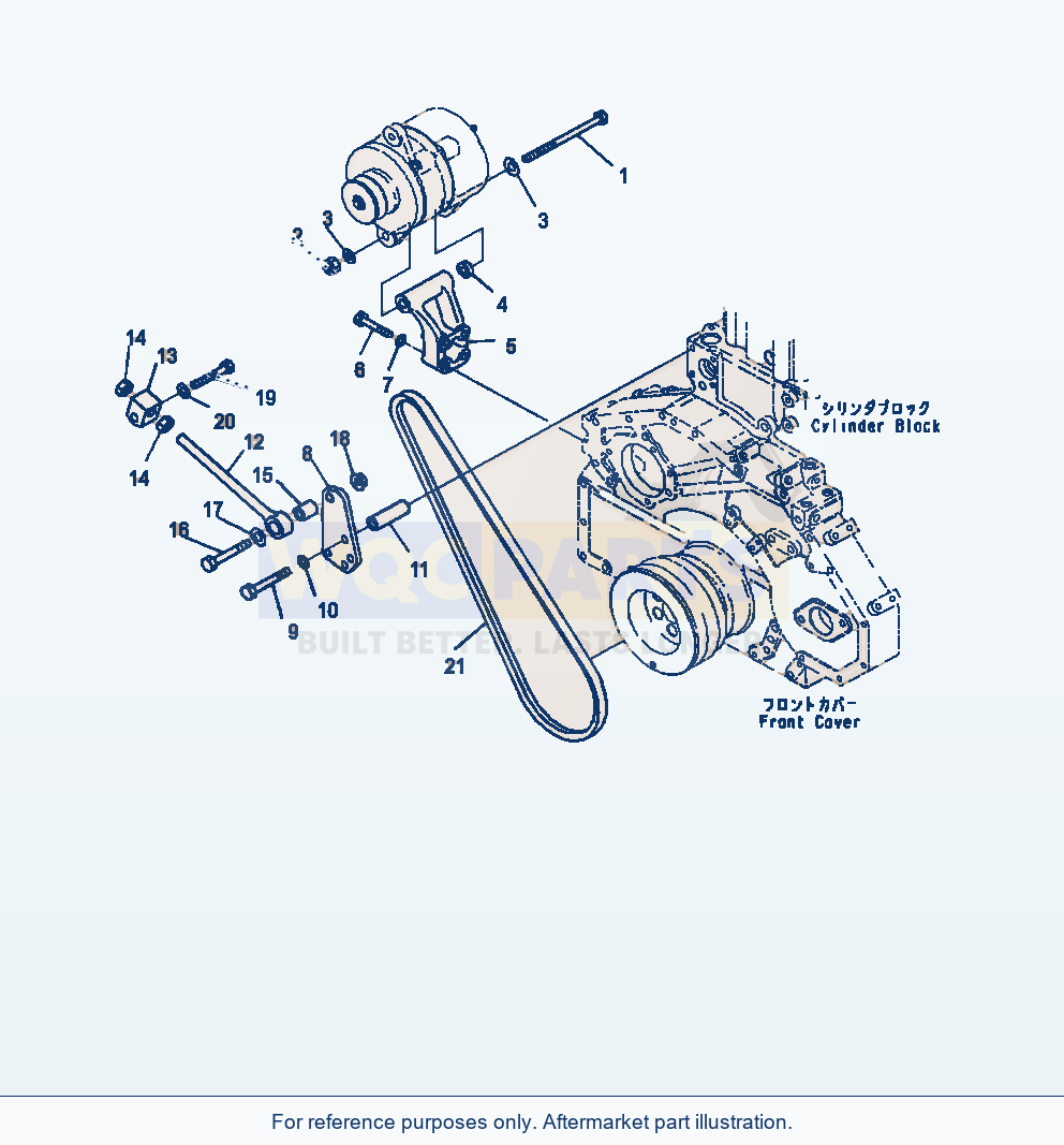 Komatsu WA470-7 Alternator 50 Amp, Mounting parts diagram