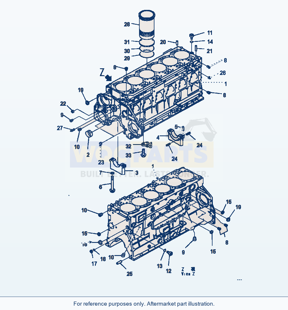 Komatsu WA470-7 Cylinder Block parts diagram