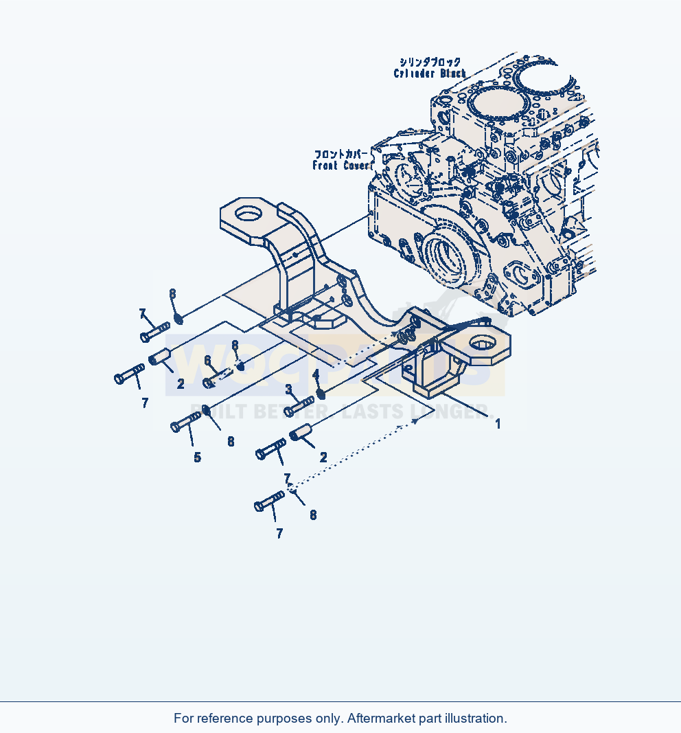 Komatsu WA470-7 Engine Front Support parts diagram