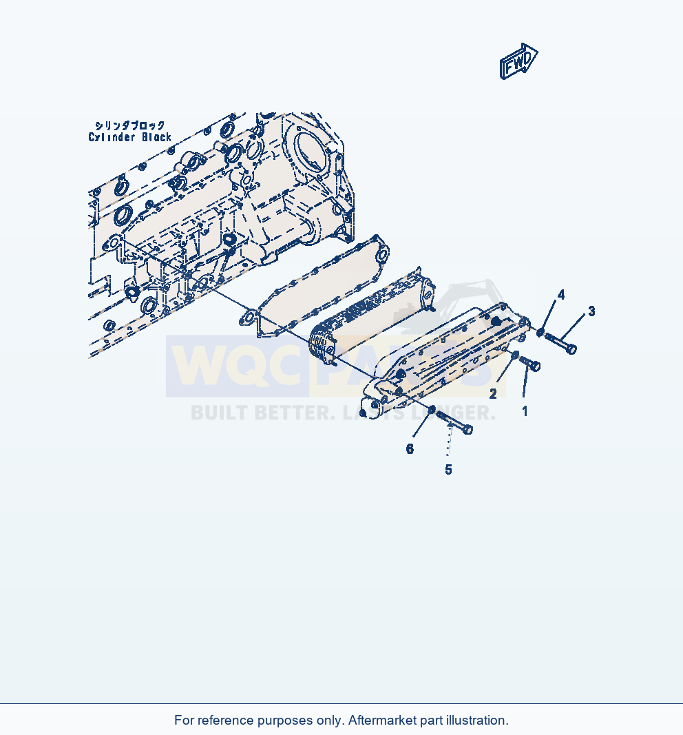 Komatsu WA470-7 Engine Oil Cooler Mounting parts diagram