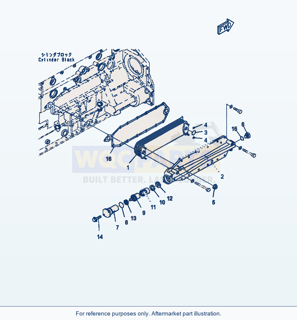 Komatsu WA470-7 Engine Oil Cooler parts diagram