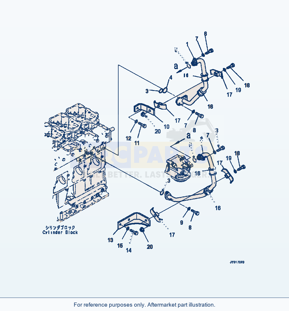Komatsu WA470-7 Engine Oil Filter Piping parts diagram