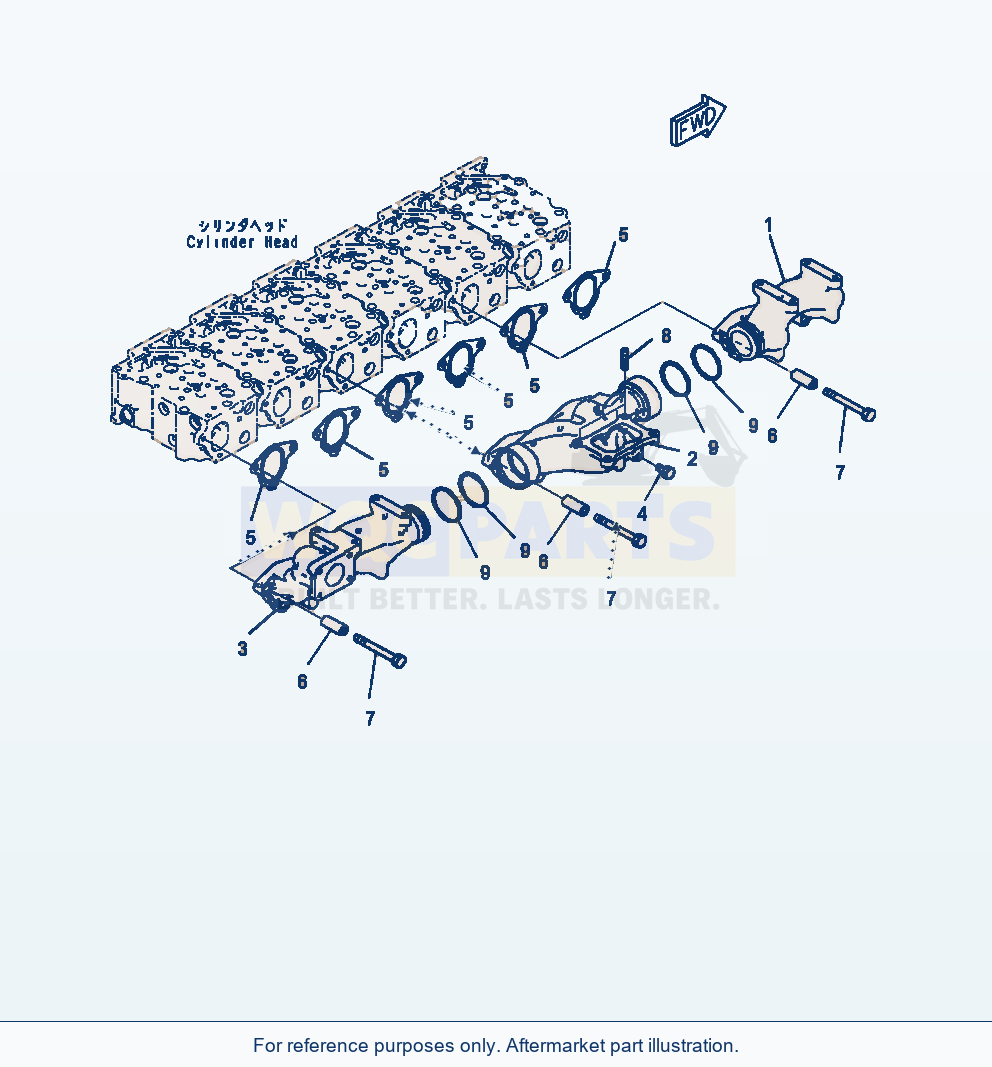 Komatsu WA470-7 Exhaust Manifold parts diagram