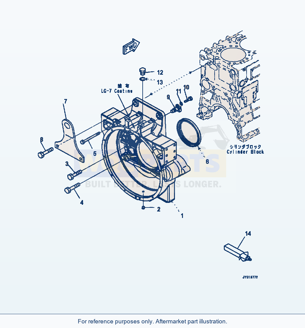 Komatsu WA470-7 Flywheel Housing parts diagram