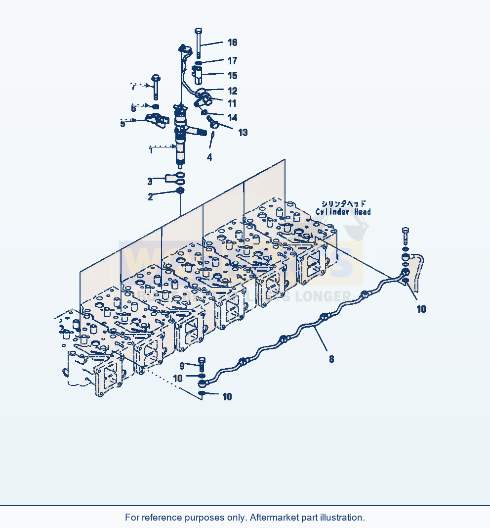 Komatsu WA470-7 Fuel Injection Nozzle parts diagram