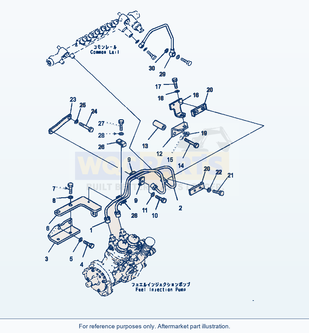 Komatsu WA470-7 Fuel Injection Pump Piping parts diagram