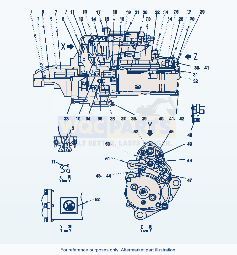 Komatsu WA470-7 Starting Motor 7.5 Kw, Inner parts diagram