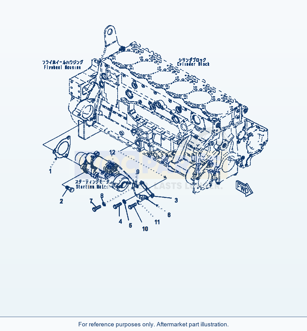 Komatsu WA470-7 Starting Motor 7.5 Kw, Mounting parts diagram