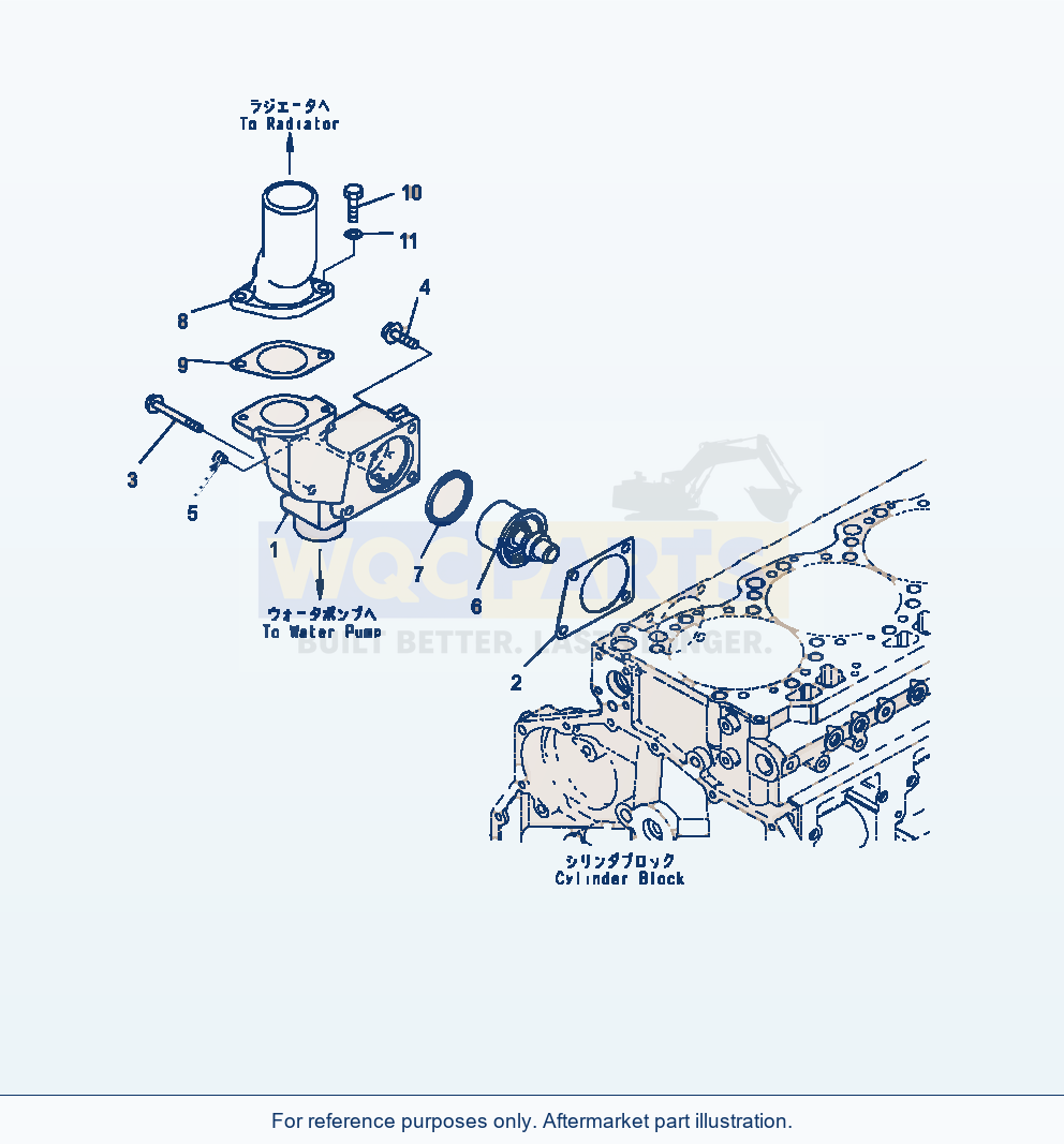 Komatsu WA470-7 Thermostat Housing parts diagram