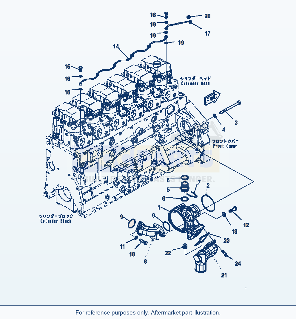 Komatsu WA470-7 Water Pump Mounting And Air Vent parts diagram