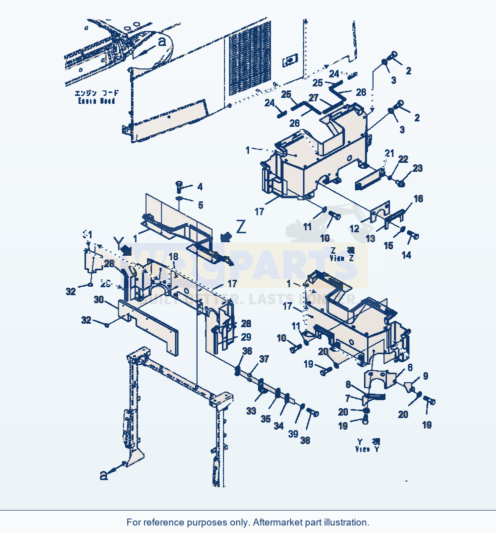 Komatsu WA470-7 Hood Baffle parts diagram