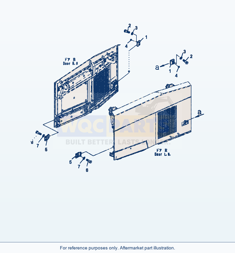 Komatsu WA470-7 Hood Door Lock parts diagram