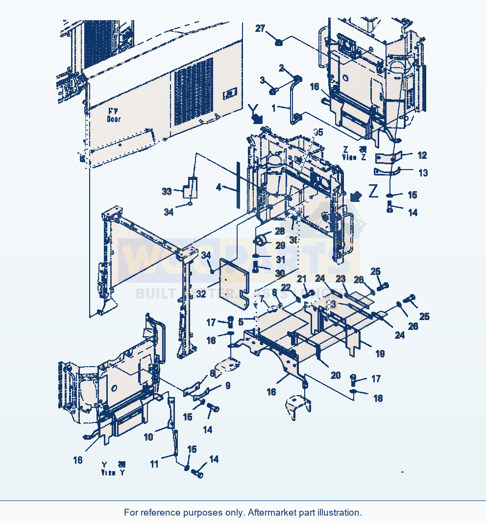 Komatsu WA470-7 Hood Handrail And Sheet parts diagram