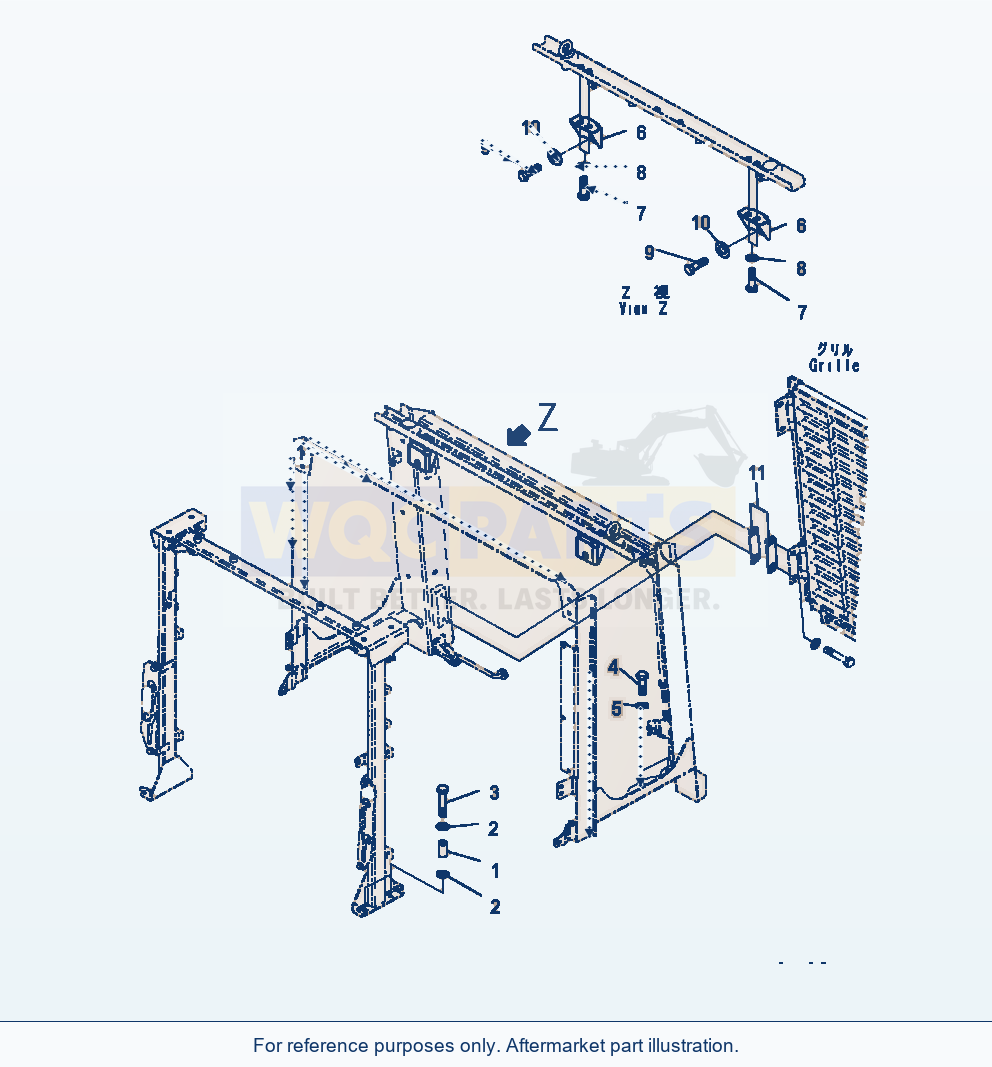 Komatsu WA470-7 Hood Mounting parts diagram