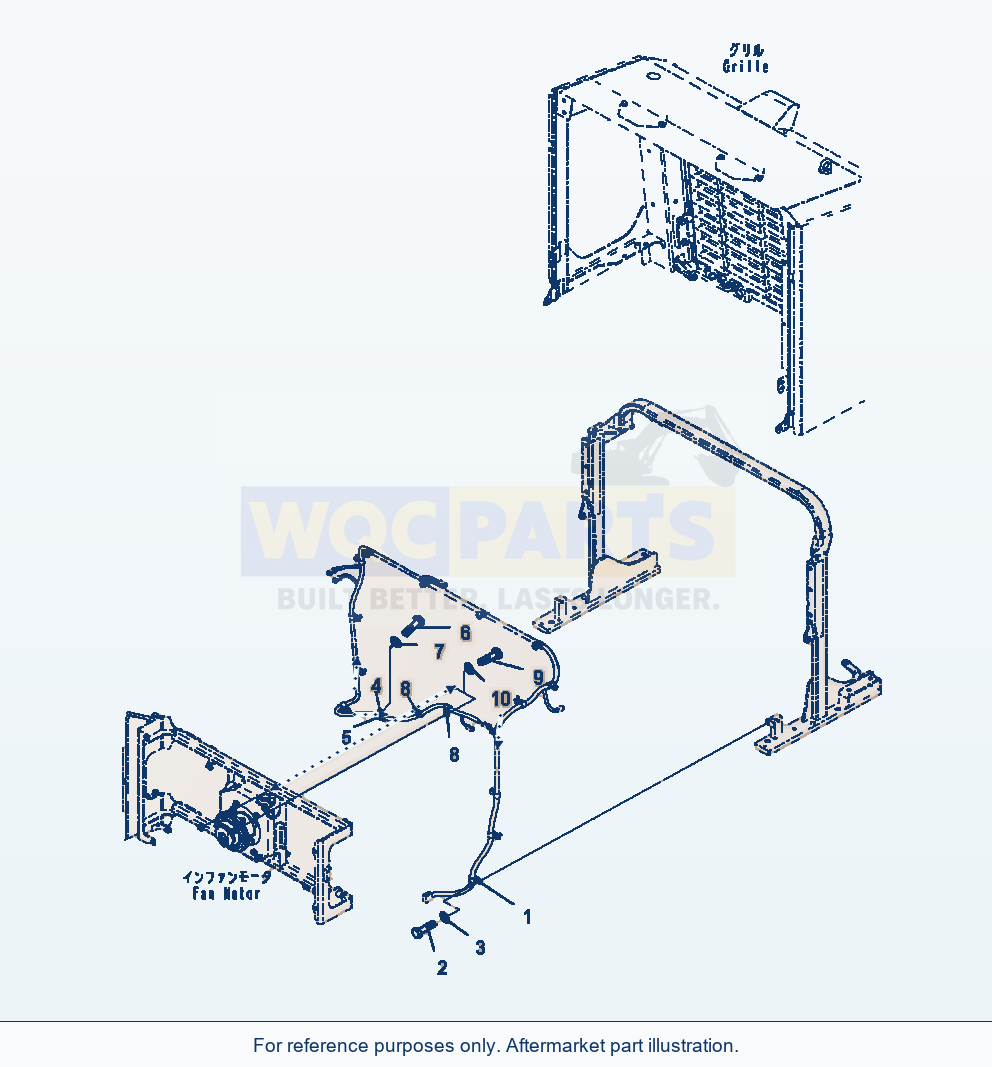 Komatsu WA470-7 Hood Wiring Harness Mounting parts diagram