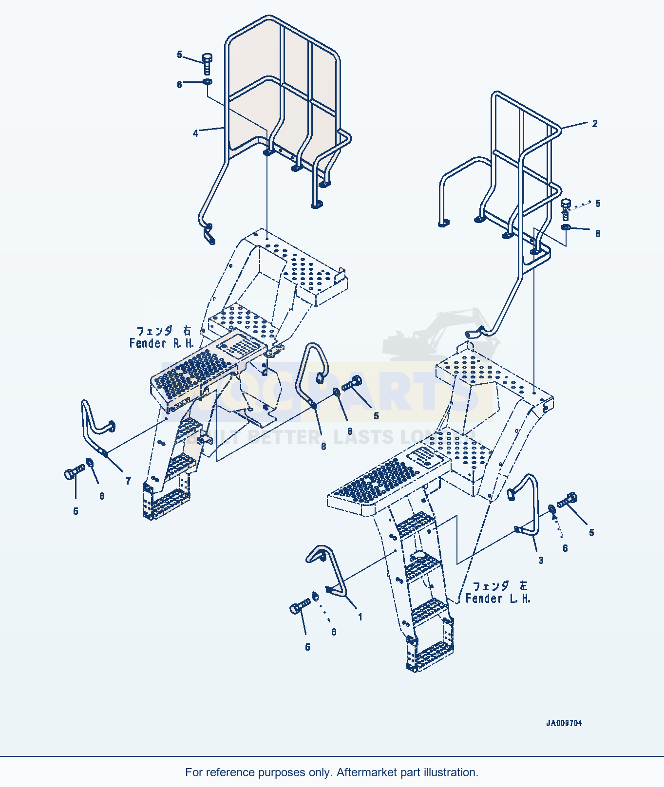Komatsu WA470-7 Handrail (#10001-) parts diagram