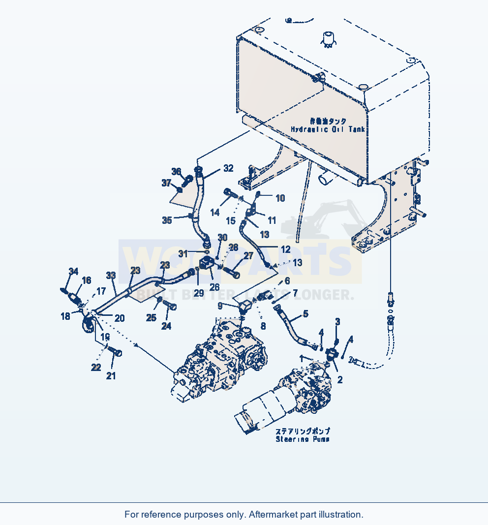 Komatsu WA470-7 Hydraulic Oil Pump Drain Piping parts diagram