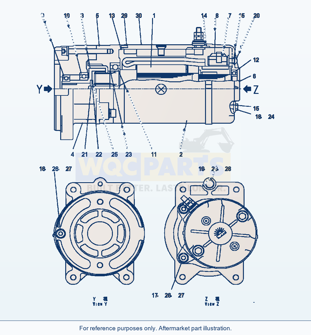 Komatsu WA470-7 Hydraulic Oil Pump Emergency Steering Motor parts diagram
