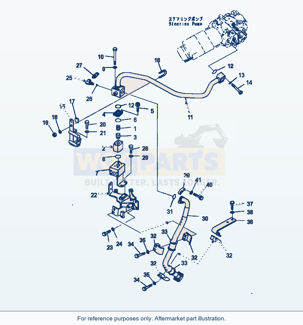 Komatsu WA470-7 Hydraulic Oil Pump Steering Piping parts diagram