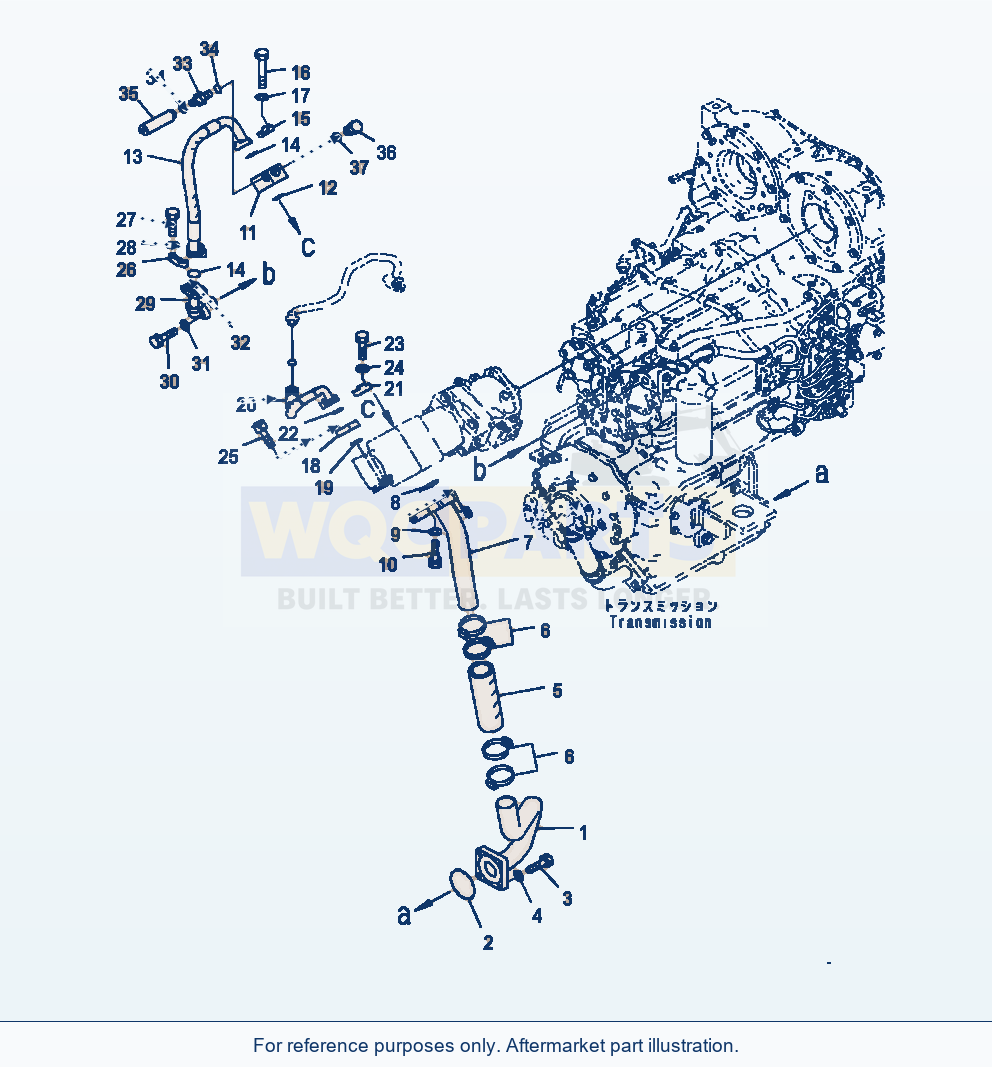 Komatsu WA470-7 Hydraulic Oil Pump Transmission, Suction Piping parts diagram