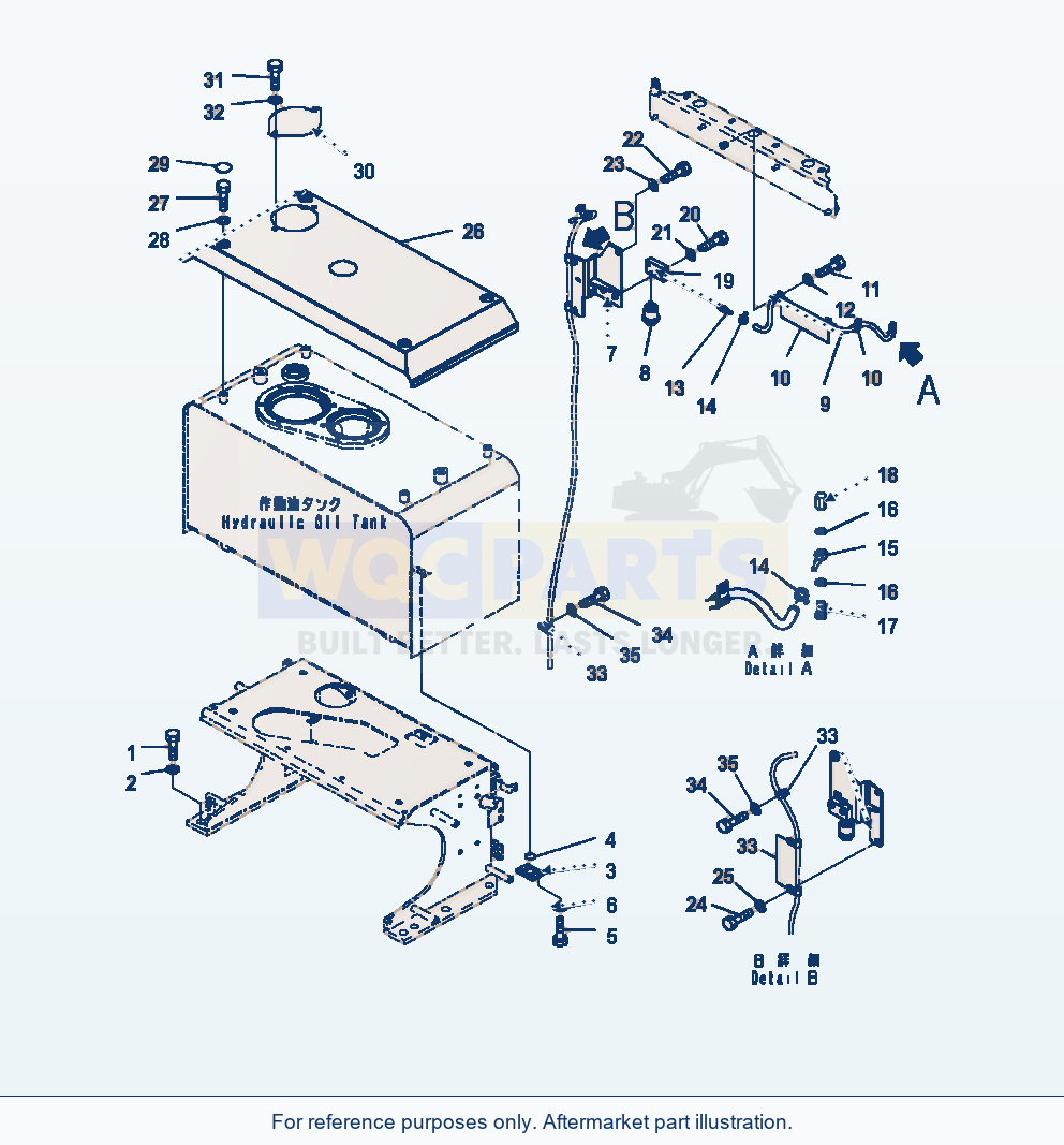 Komatsu WA470-7 Hydraulic Oil Tank Cover And Dust Indicator parts diagram