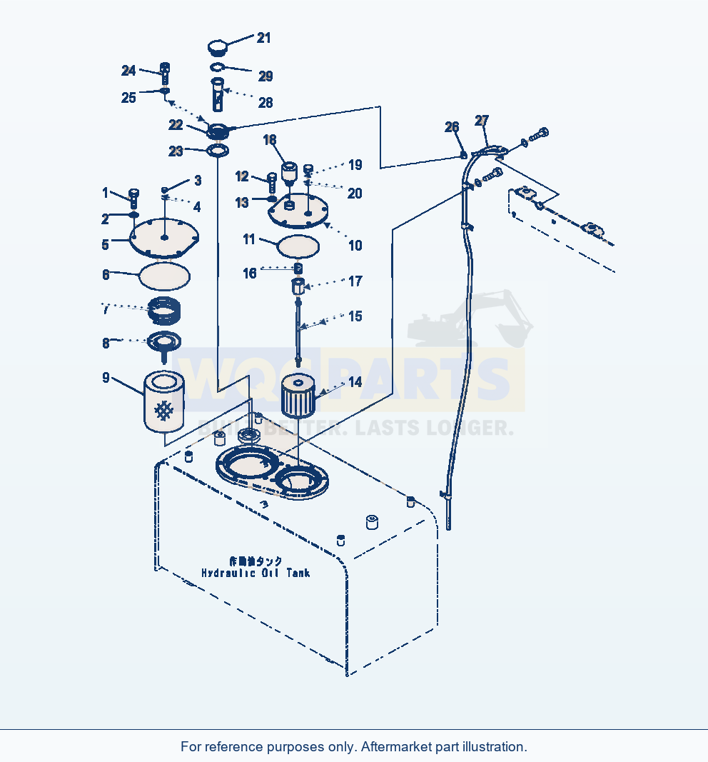 Komatsu WA470-7 Hydraulic Oil Tank Element And Strainer parts diagram