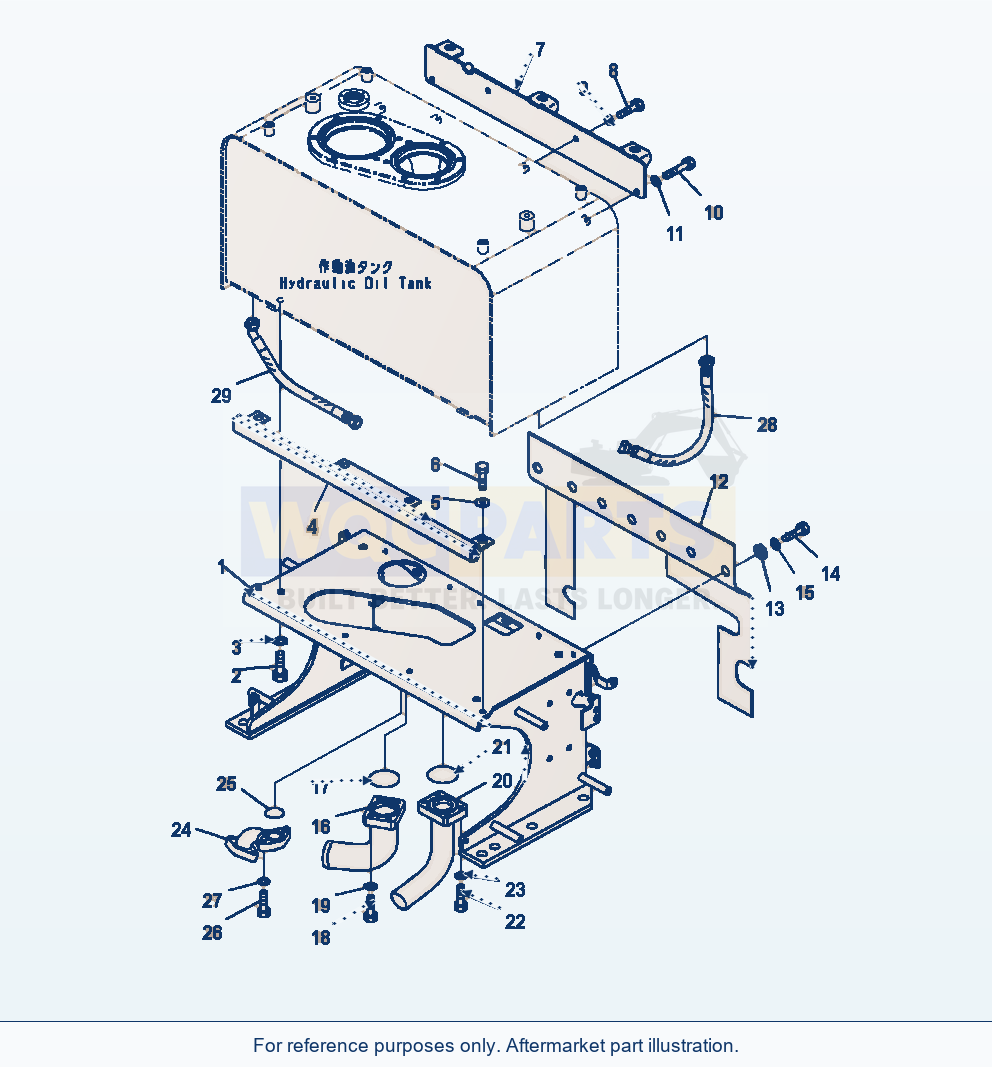 Komatsu WA470-7 Hydraulic Oil Tank Piping And Bracket parts diagram