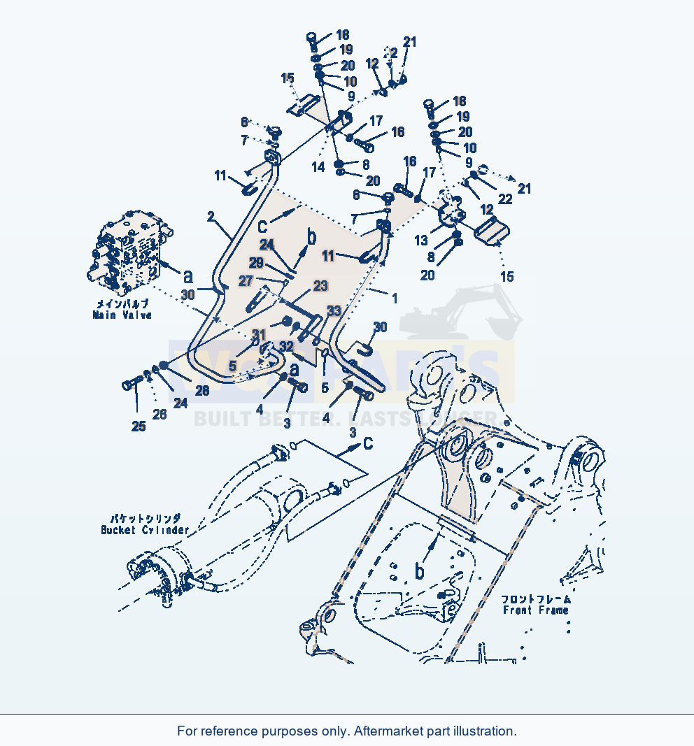 Komatsu WA470-7 Hydraulic Piping Bucket Cylinder Piping parts diagram