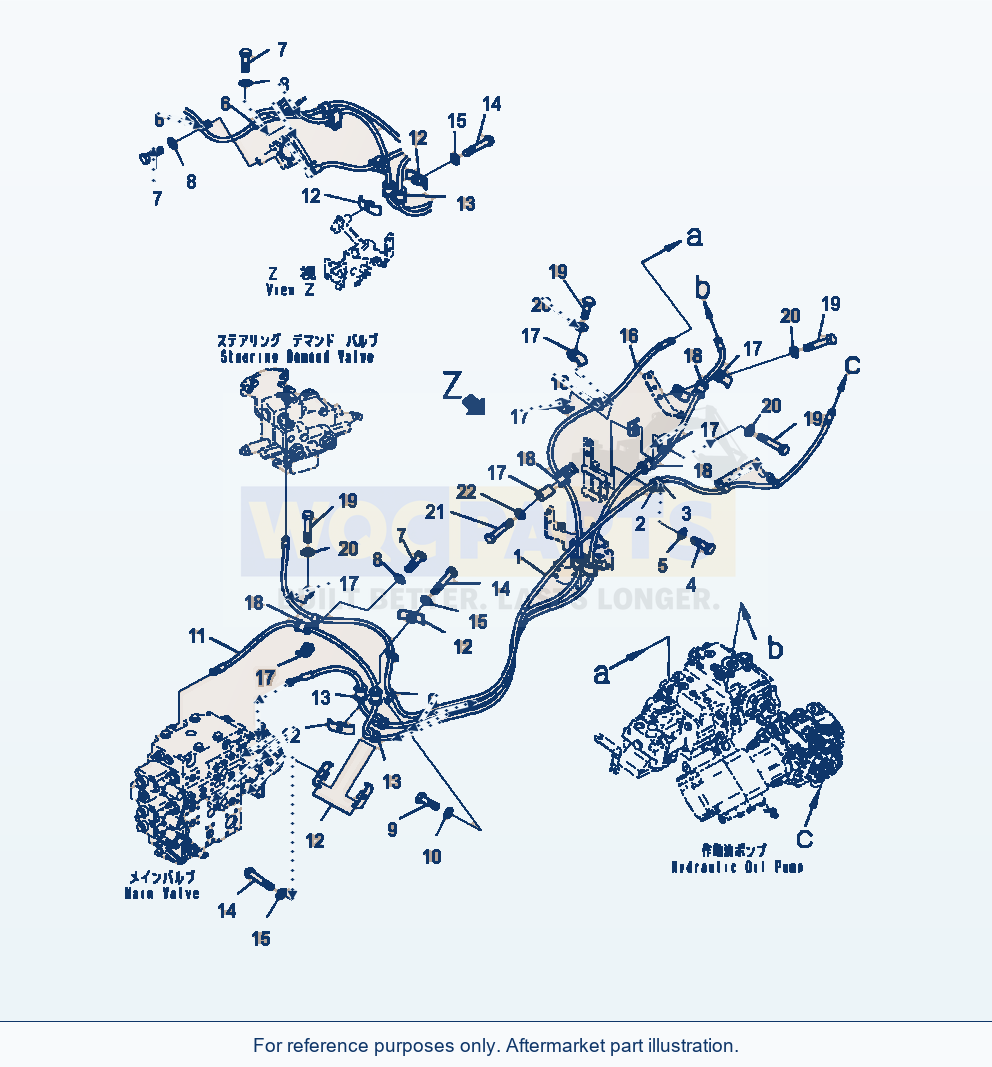 Komatsu WA470-7 Hydraulic Piping Ls Piping parts diagram